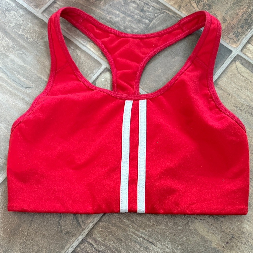 Red Old Navy Active Sports Bra with White Stripes